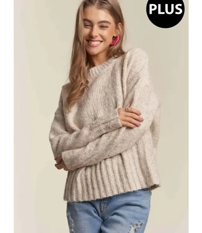 2tone Fuzzy Sweater Top | Oatmeal