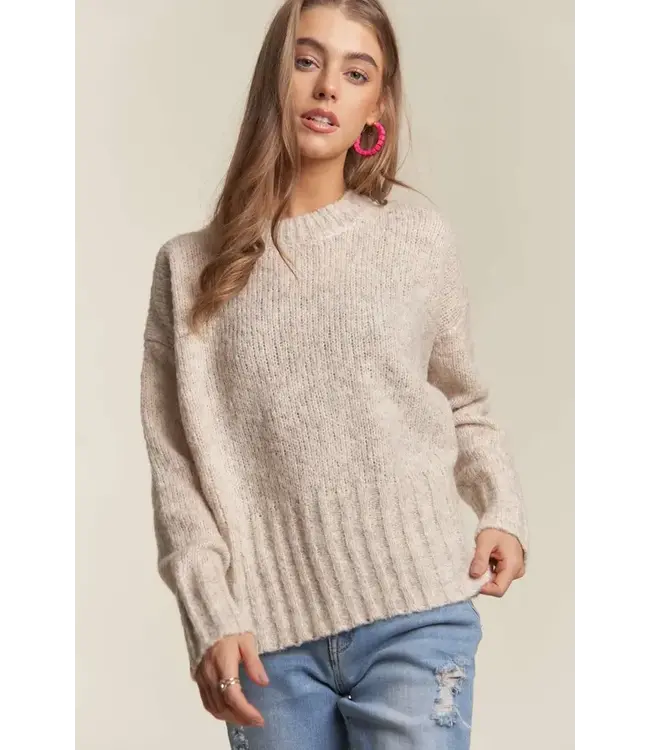 2tone Fuzzy Sweater Top | Oatmeal