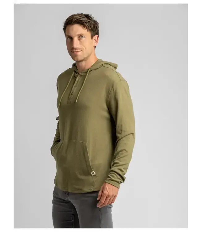Men's Stretch Flannel Hooded Henley