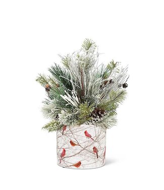 Abbott Collection Small Cardinals in Bush Planter