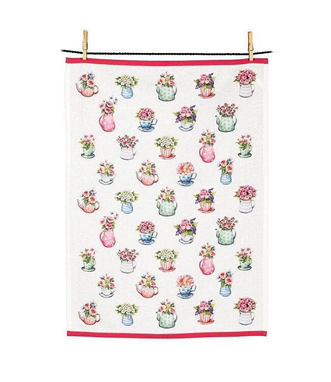 Flowers in Cups Kitchen Towel