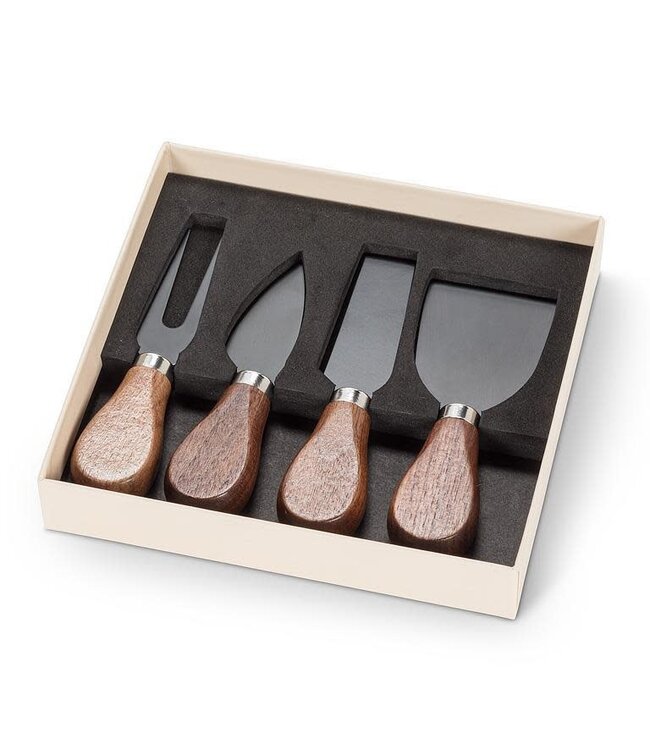 Walnut Handled Cheese Knives. Set of 4