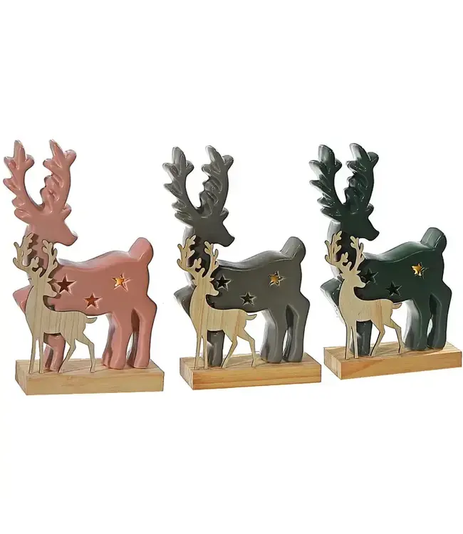 LED Deer with Wooden Stand Asstd.