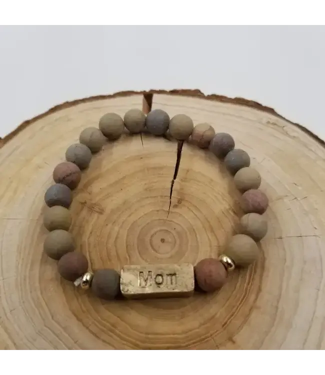 Amazon Stone Bracelet with Mom Label | Brown