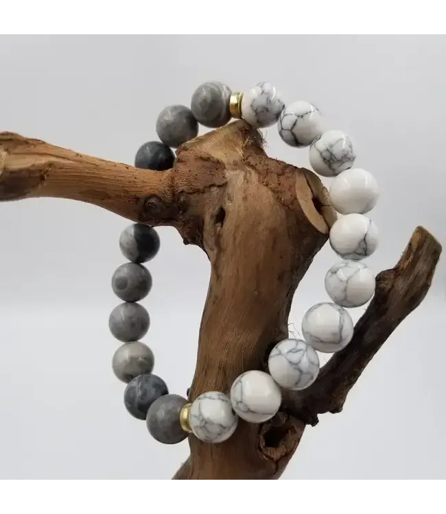 Natural White Map Stone Bracelet