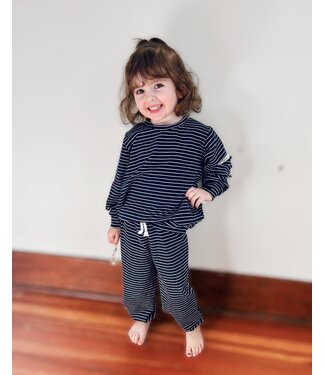 PKCo. (C) Kids Sweat Set | Navy Stripe 6T