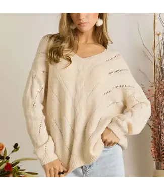 ADORA LA Drop Shoulder V Shape Sweater