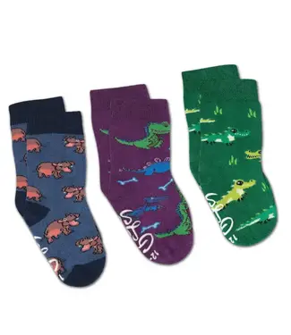 Good Luck Sock Hippopotamus, Crocodiles and Dinosaurs Kids Socks / 2-4 Years