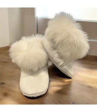 Made By Martha (C) Handmade Kid's Moccassin Size 8 - White Leather