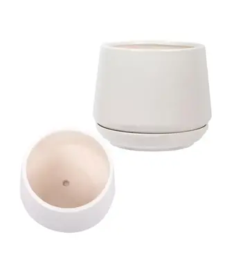 Truu Design Truu Design Matte Ceramic Planter with Saucer White