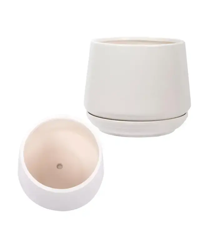 Truu Design Matte Ceramic Planter with Saucer White