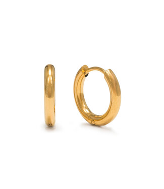 Lover's Tempo Tube 15mm Hoop Earrings - Gold
