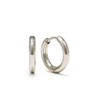 Lover's Tempo Tube 15mm Hoop Earrings - Silver