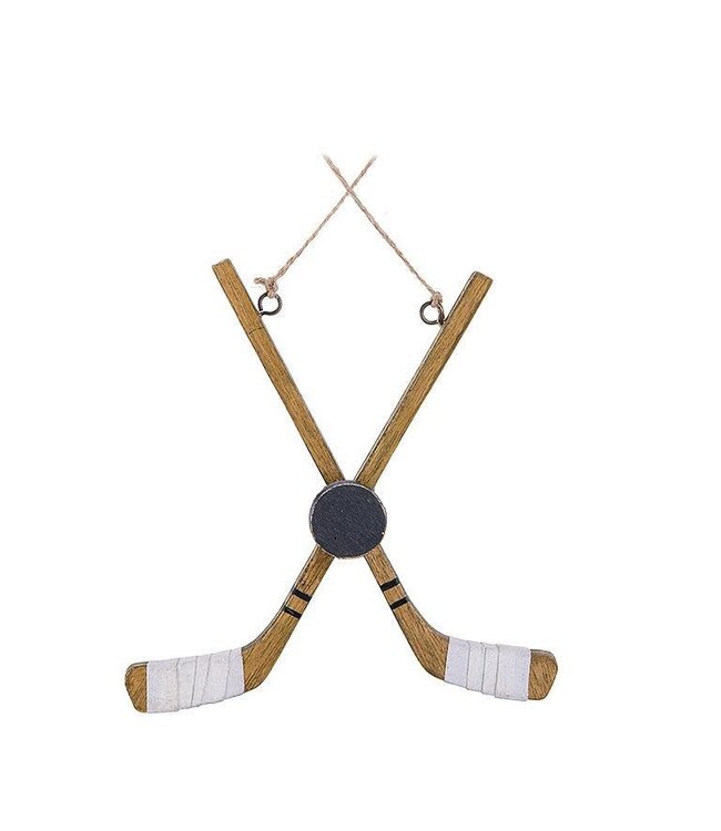 Crossed Hockey Stick & Puck Ornament