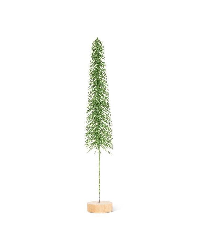 Medium Skinny Glitter Brush Tree - Green