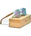 Bamboo Panto Sunglasses Clear Frame Pink Mirrorred Lenses