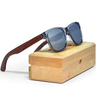 GOWOOD Walnut Sunglasses Transparent Frame Silver Mirrored Lenses