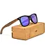 Walnut Wood Sunglasses with Blue Mirrored Polarized Lenses
