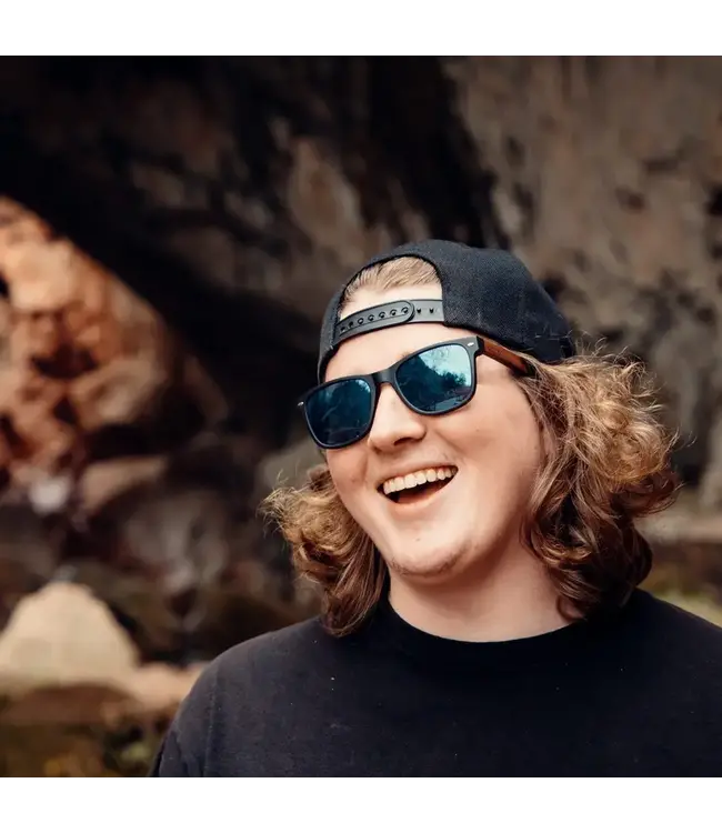 Walnut Wood Sunglasses with Blue Mirrored Polarized Lenses