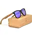 Zebra Wood Sunglasses with Blue Mirrored Polarized Lenses