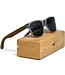 Walnut Sunglasses Transparent Frame Black Polarized Lenses