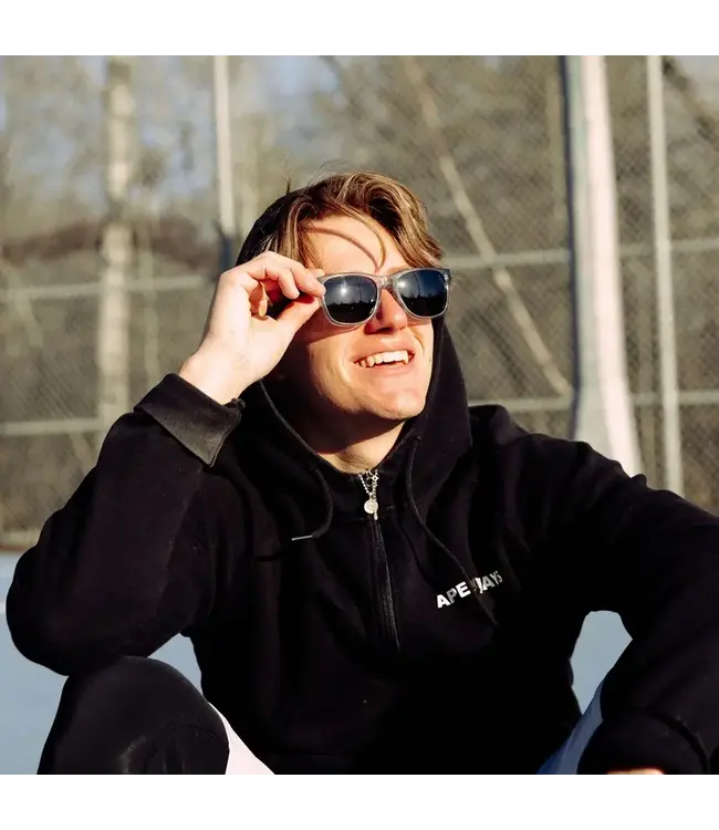 Walnut Sunglasses Transparent Frame Black Polarized Lenses