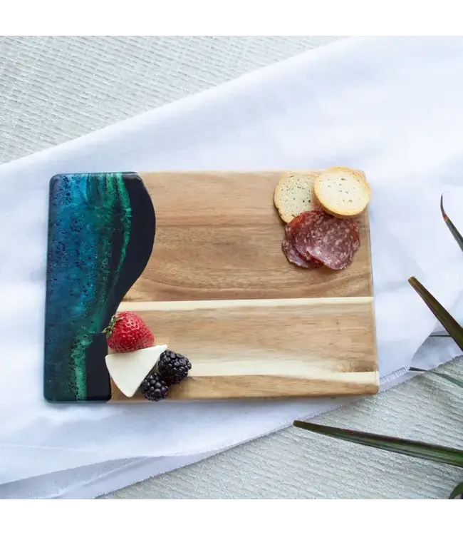 Wood and Resin Date Night Cheese Board - Northern Lights