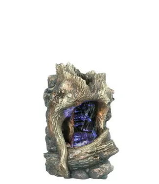 Hi-Line Gift Ltd. Tree Trunk Tabletop Fountain w/ LEDs