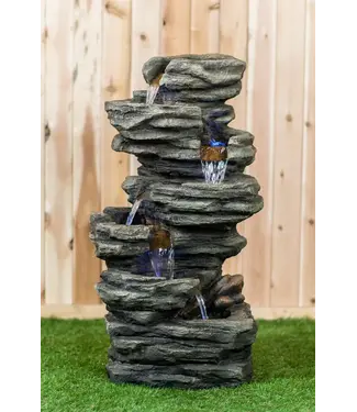 Hi-Line Gift Ltd. 7 Level Slate Stone Fountain w/ Light