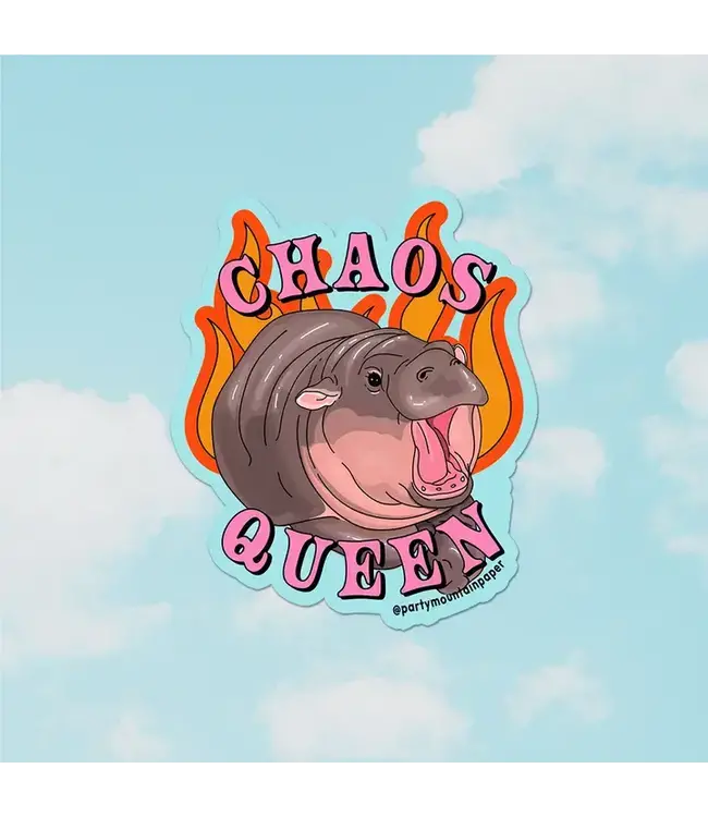 Chaos Queen Hippo Moo Deng Vinyl Sticker