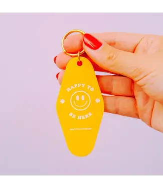 Party Mountain Paper co. Happy To Be Here Motel Tag Keychain