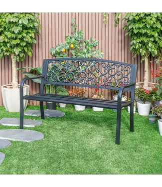 Hi-Line Gift Ltd. Iron Symphony- Steel and Cast Iron Garden Bench in Timeless Black