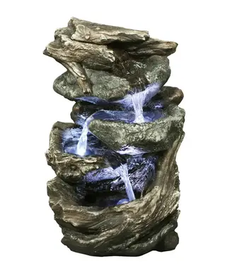 Hi-Line Gift Ltd. Tabletop Fountain Log/Stone Waterfall w/ LED