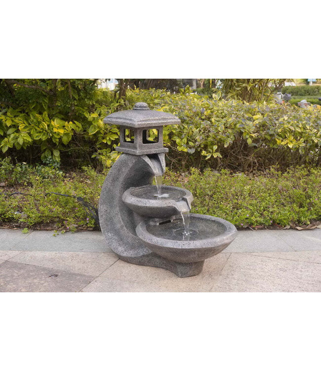 Pagoda Tiered Outdoor Fountain w/ White LEDS