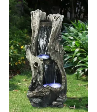 Hi-Line Gift Ltd. Tree Trunk Waterfall Fountain w/ LED