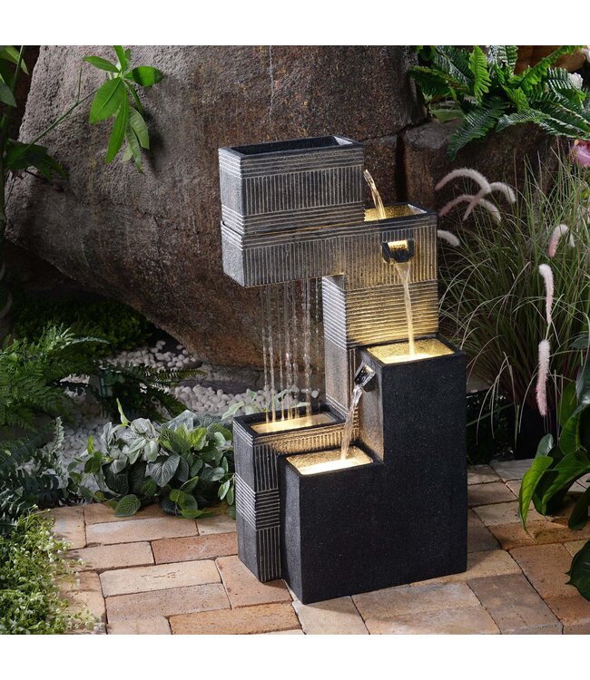 Contemporary Fountain with Lights