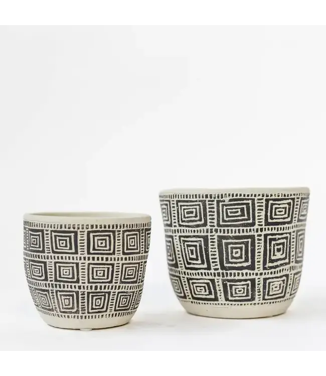 Boho Cement Flower Pot Small