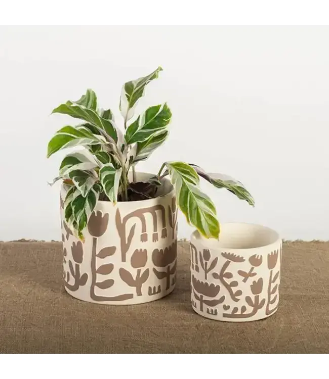 Beige Terracotta Flower Pot Small