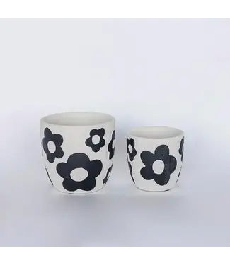 Forpost Trace Inc. Navy Floral Terracotta Flower Pot Small