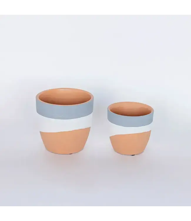 Tri-Color Terracotta Flower Pot Large