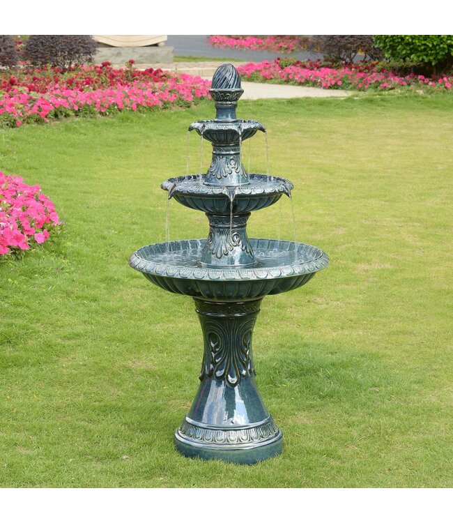 3 Tier Blue Ceramic Fountain