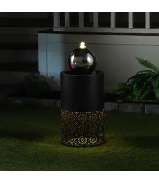 Hi-Line Gift Ltd. Hollow Pillar Fountain w/ Silver Ball