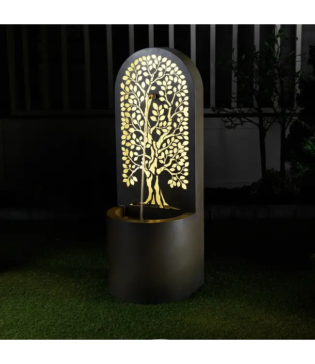 Hollow Carved Tree Fountain w/ LEDS