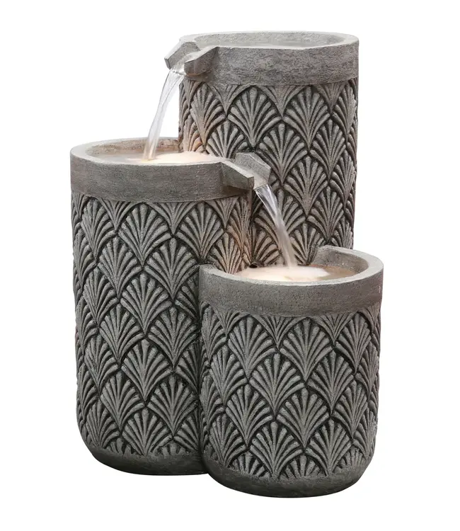 Modern Pillars Cascading Water Fountain w/ LEDS