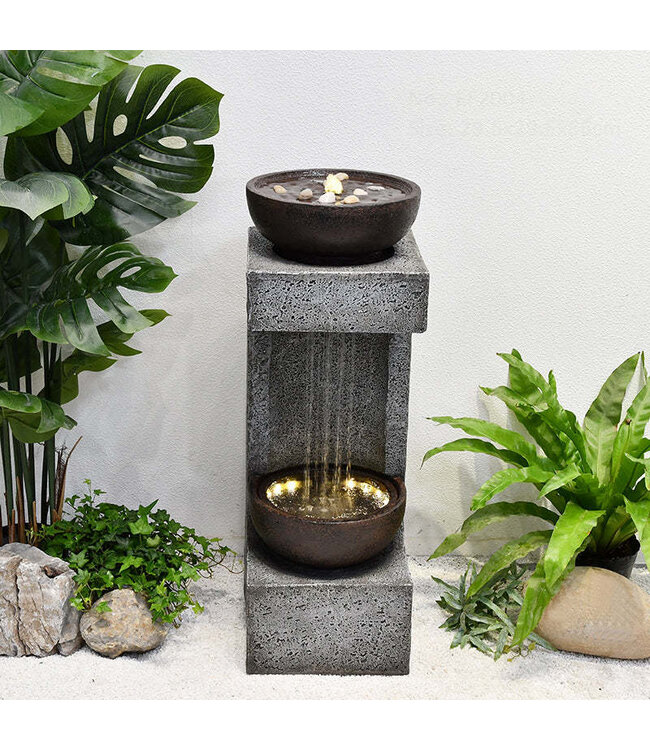 Rainfall Fountain w/ Top Bowl and LED
