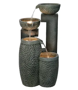 Hi-Line Gift Ltd. 4 Tier Modern Cascading Water Fountain w/ LED
