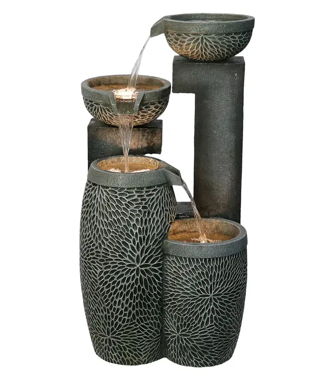 4 Tier Modern Cascading Water Fountain w/ LED