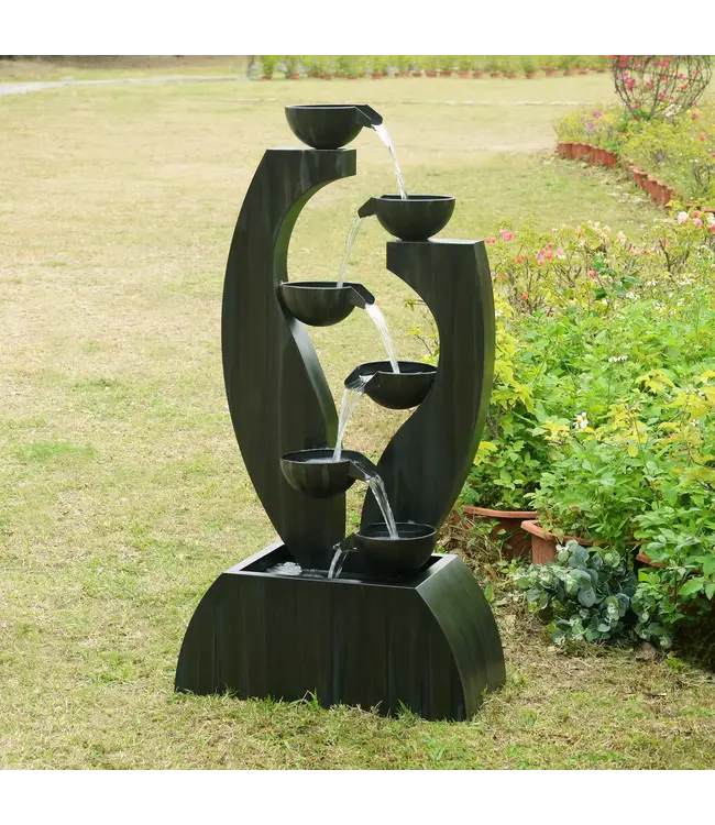 Metal Cups Fountain Rusty Gray Finish