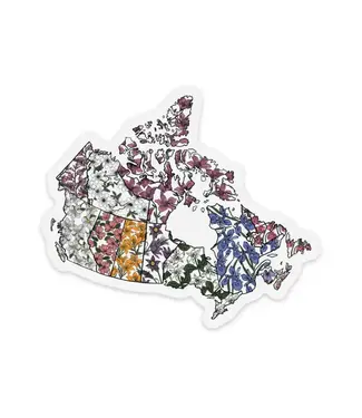 Jaybee Design Canada Map Floral Clear Matte Vinyl Sticker
