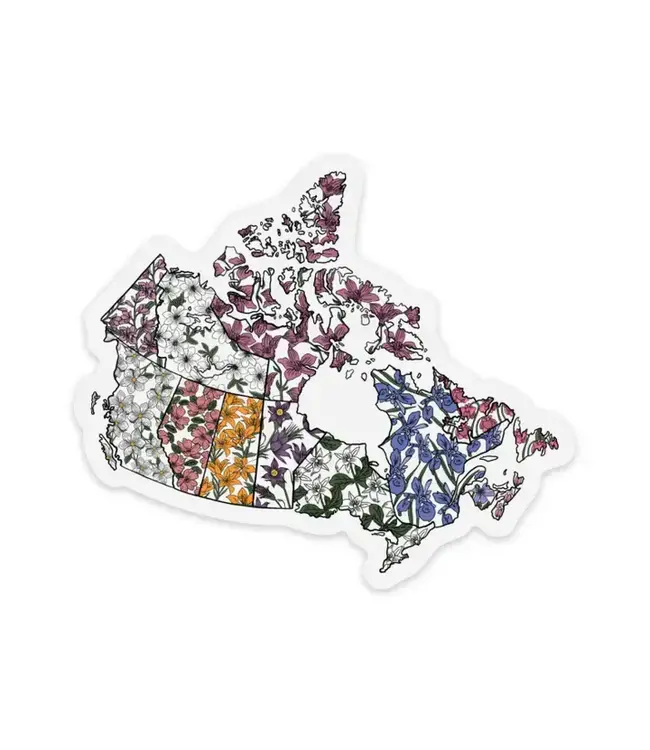Canada Map Floral Clear Matte Vinyl Sticker